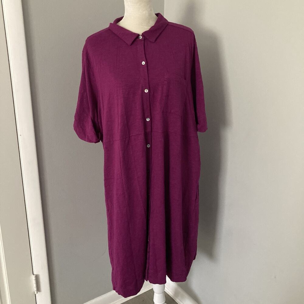 J Jill purple Knit Shirt Dress Cotton Blend Short Sleeve stretch Plus size 3X - Picture 1 of 13
